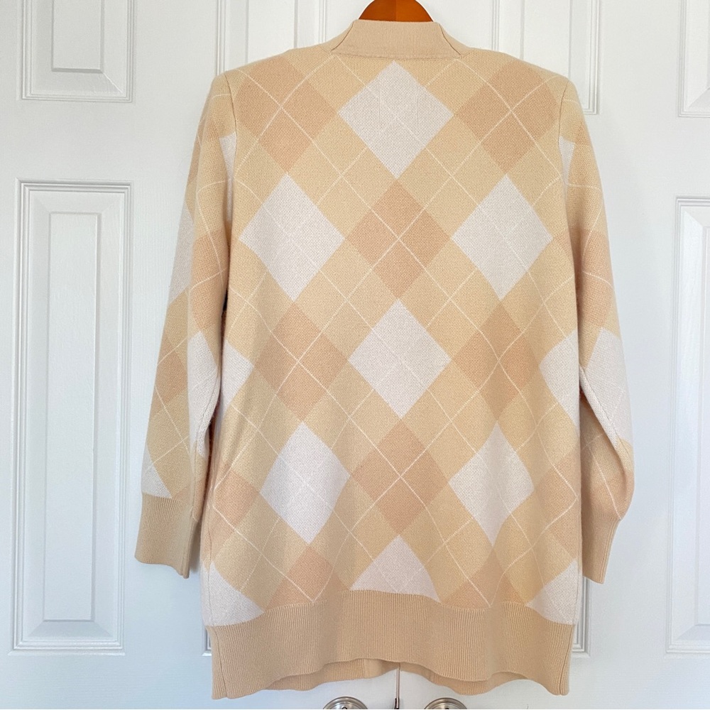 Sandro Argyle Jacquard Cardigan  Tan/White/Cream - Picture 8 of 16